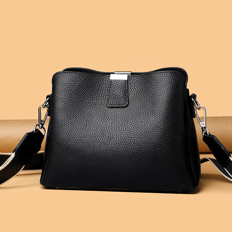 Classic genuine leather crossbody handbag