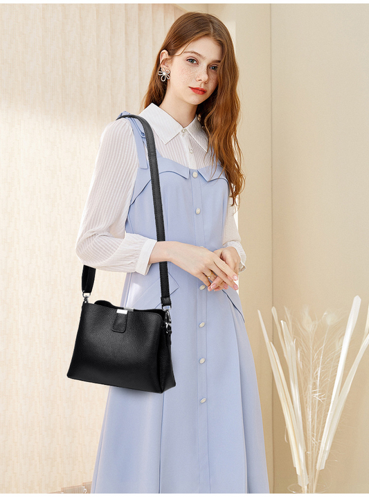 Classic genuine leather crossbody handbag