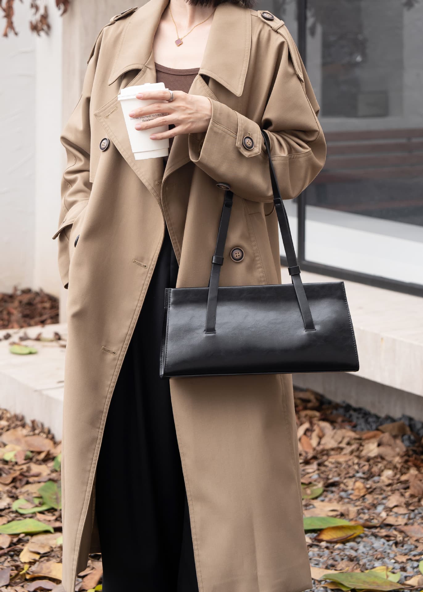 Simple French leather women's shoulder bag