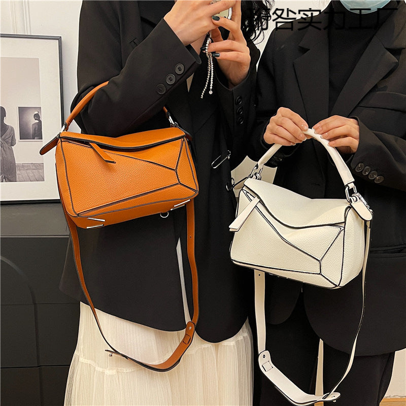 Comic geometric style patchwork diamond-shaped bag