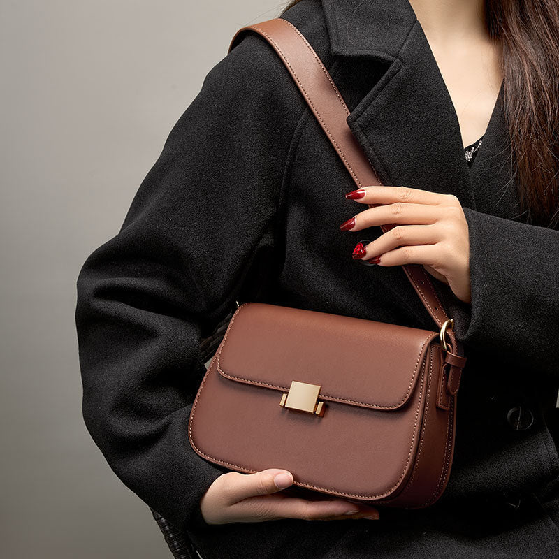 Niche design genuine leather shoulder crossbody women's bag