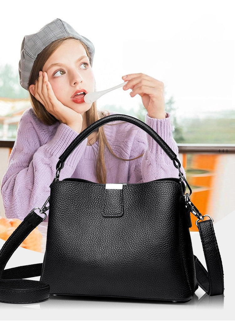 Classic genuine leather crossbody handbag