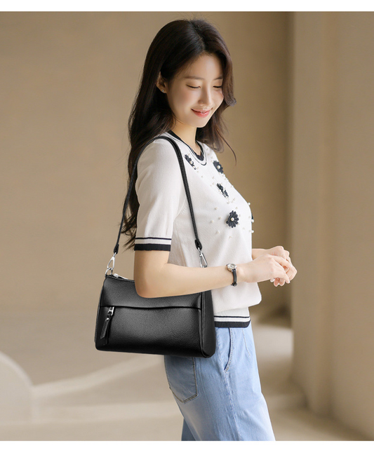 Versatile waterproof simple leather bag