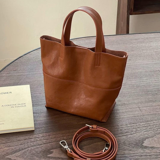 Soft leather crossbody bucket bag