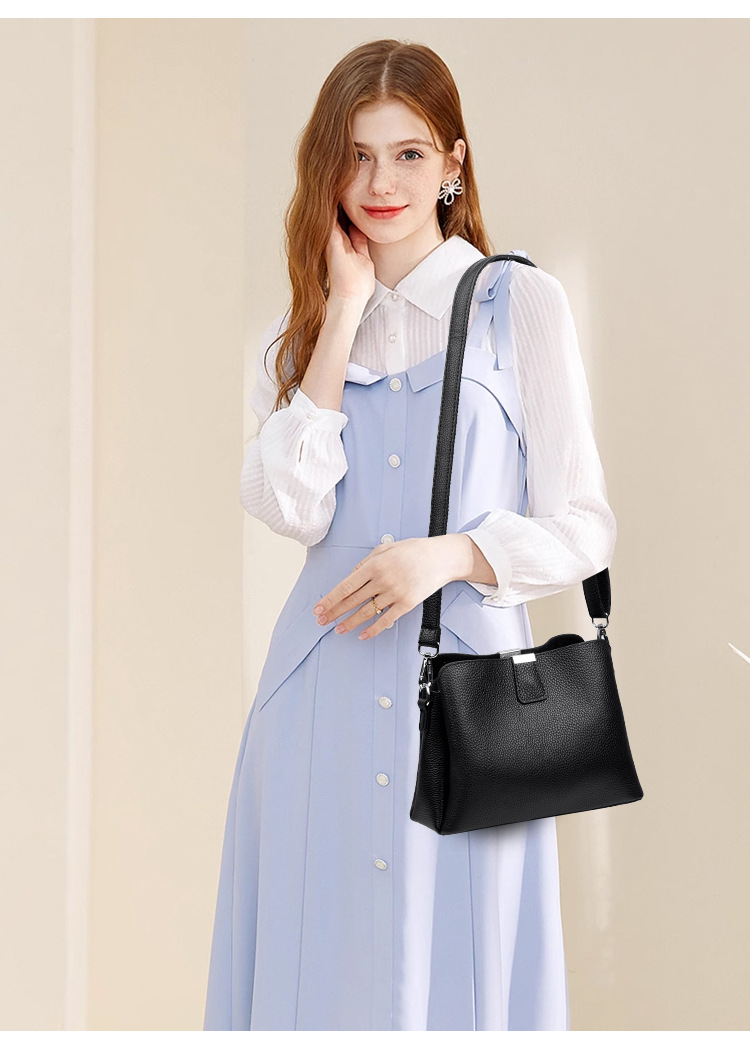 Classic genuine leather crossbody handbag