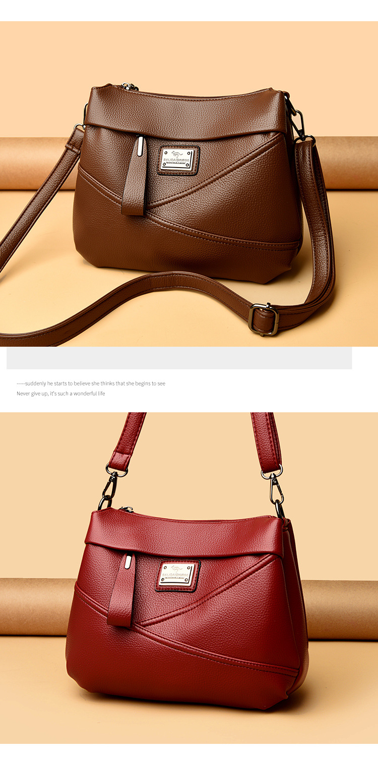 Fashionable soft leather large-capacity shoulder bag