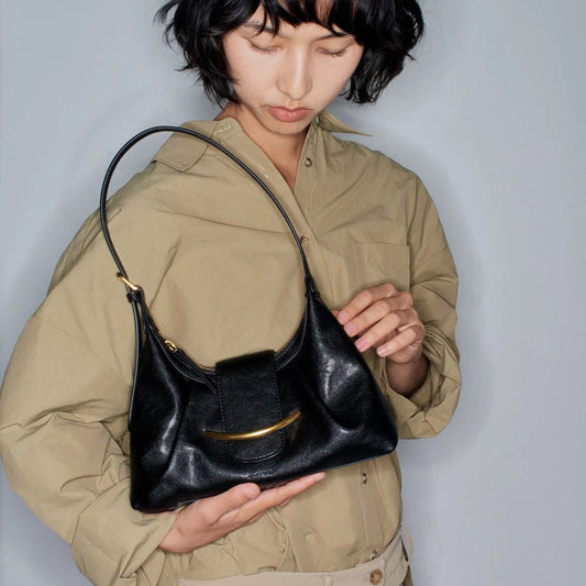 Chic buckle leather shoulder bag for women - zoraflux