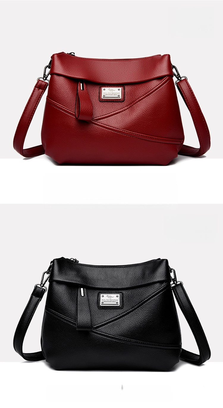 Fashionable soft leather large-capacity shoulder bag