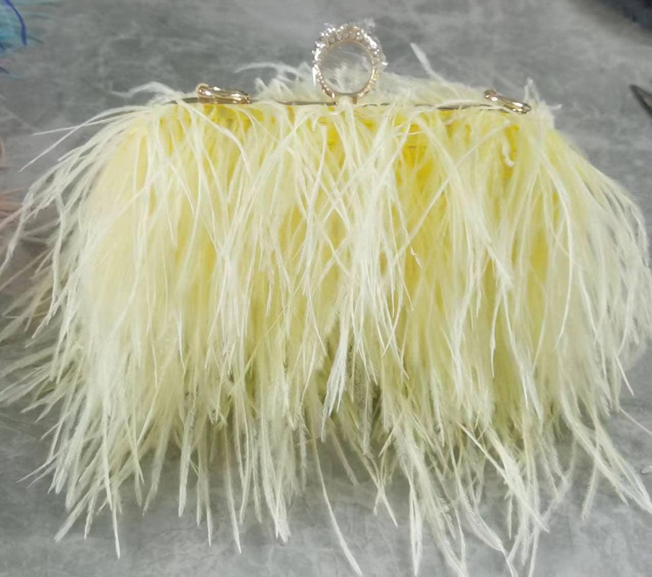 Fashionable plush evening dress chain bag