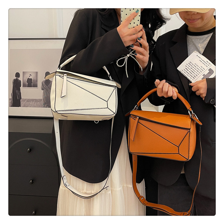 Comic geometric style patchwork diamond-shaped bag