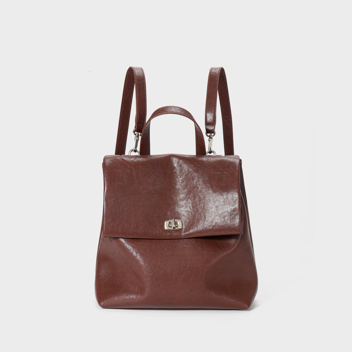 Genuine leather school-style backpack