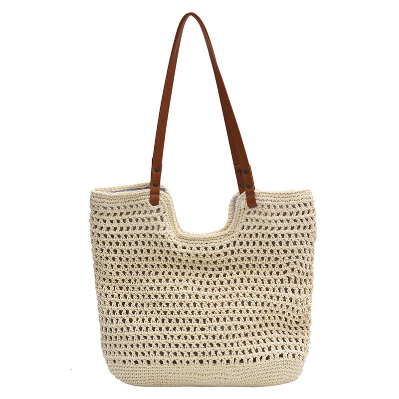 Casual cut-out woven vacation tote bag