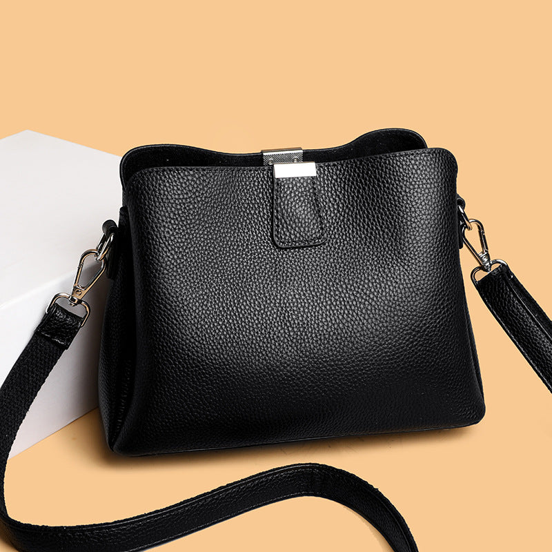 Classic genuine leather crossbody handbag