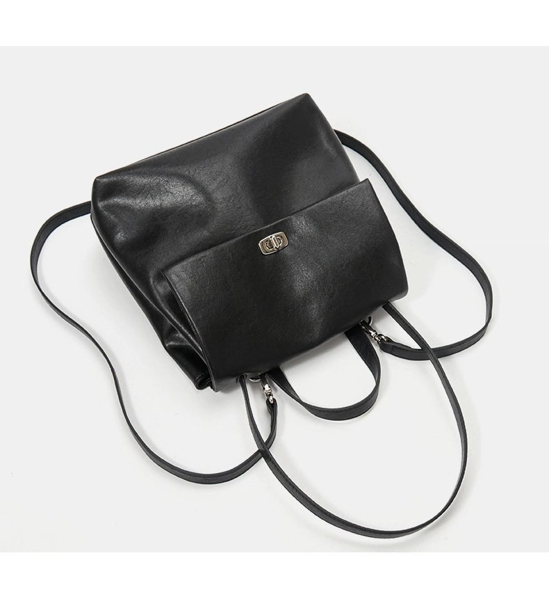 Genuine leather school - style backpack - zoraflux