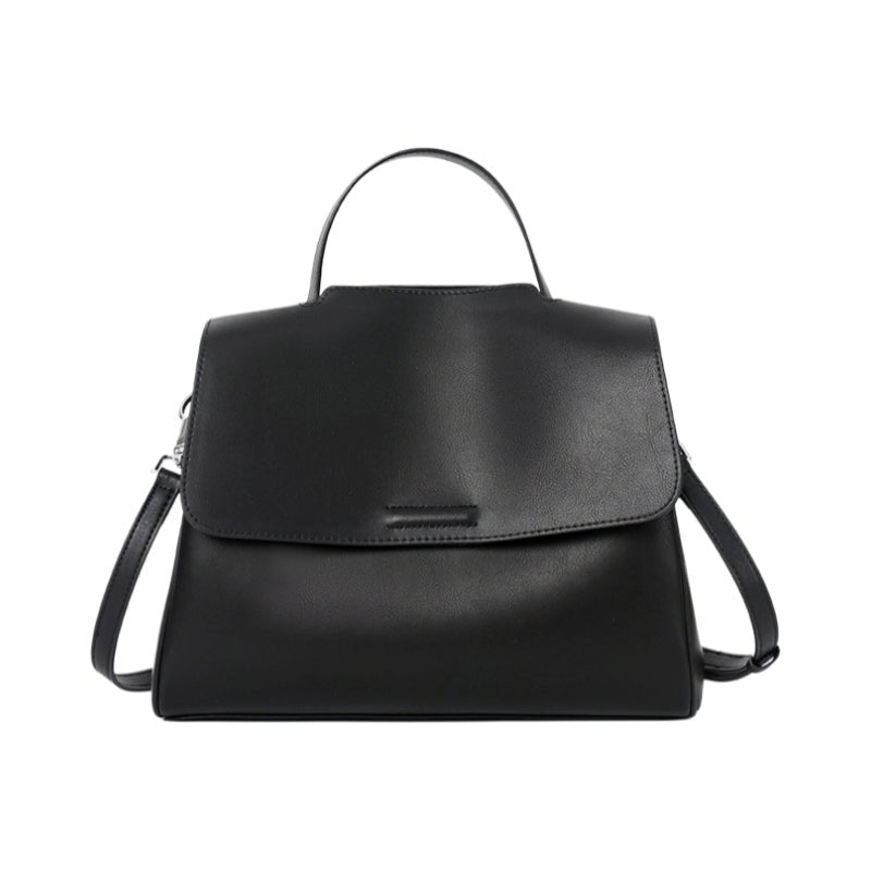 Genuine Top‑Grain Cowhide Satchel Bag Flap Leather Handbag Adjustable Crossbody Shoulder Bag for Women - zoraflux