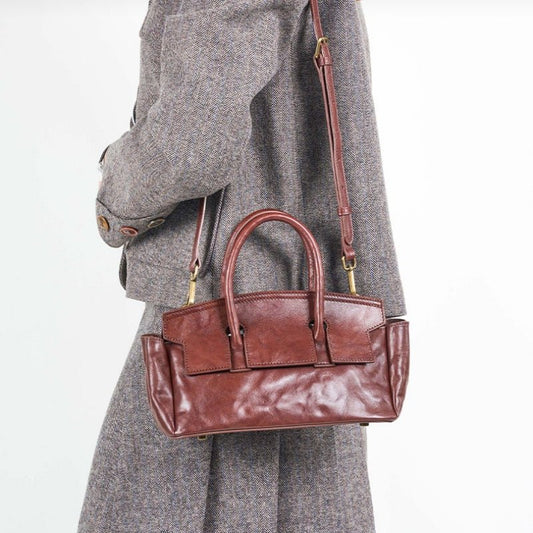 Handmade vegetable - tanned cowhide crossbody bag - zoraflux