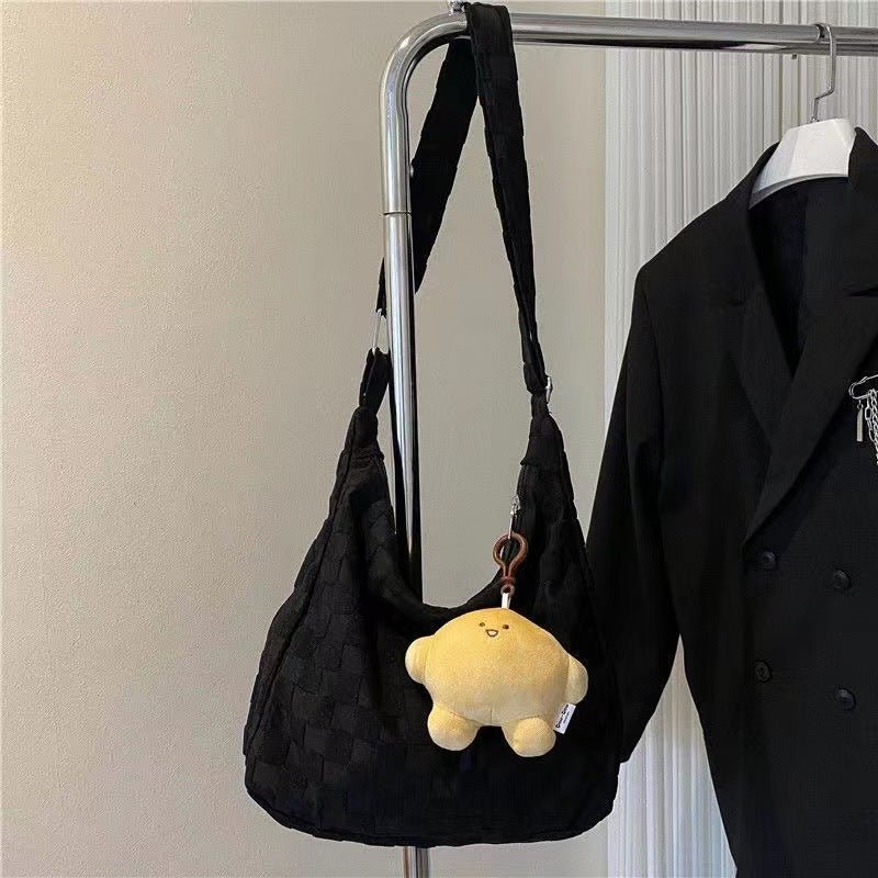 Large Capacity Crossbody Bag for Women New Model ins Simple Waffle Single Shoulder Bag Trendy Student Commute Tote Bag - zoraflux