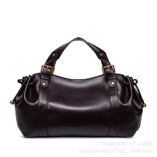 Multi-color Drawstring Soft Leather Pleated Tote Bag - zoraflux