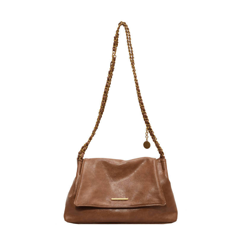Simple chain large-capacity underarm tote bag - zoraflux