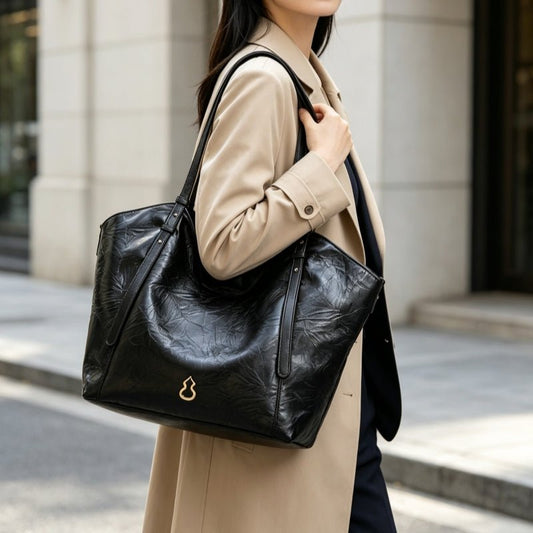 Soft Leather Tote Bag Adjustable Shoulder Strap Handbag with Inner Pouch for Work Office Daily Travel - zoraflux