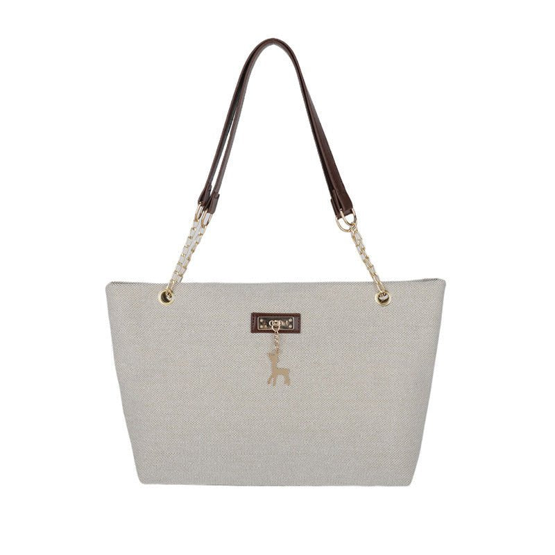 Zoraflux Large Canvas Tote Bag for Women, Casual Chain Shoulder Work Bag - zoraflux