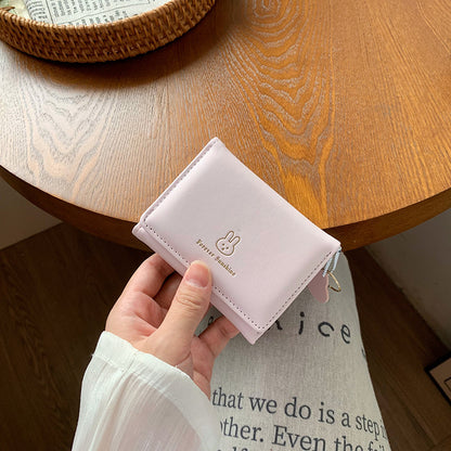 Short and cute rabbit student wallet