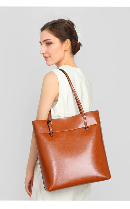 Large capacity genuine leather women's underarm bag