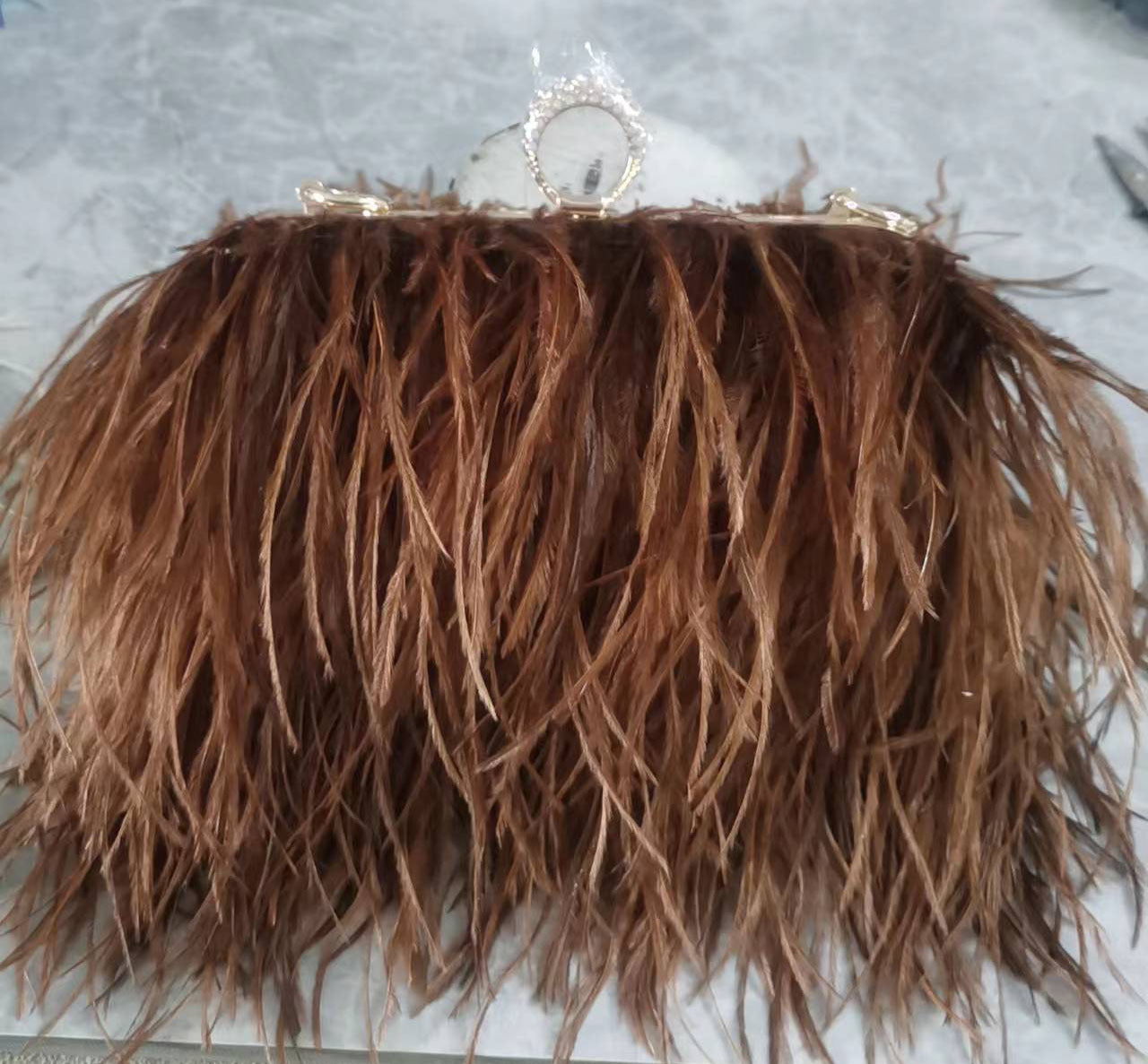 Fashionable plush evening dress chain bag