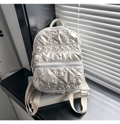 Casual pleated cloud-shaped backpack