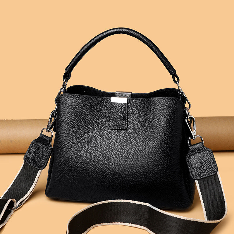 Classic genuine leather crossbody handbag