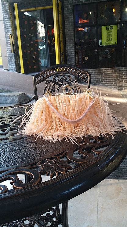 Fashionable plush evening dress chain bag