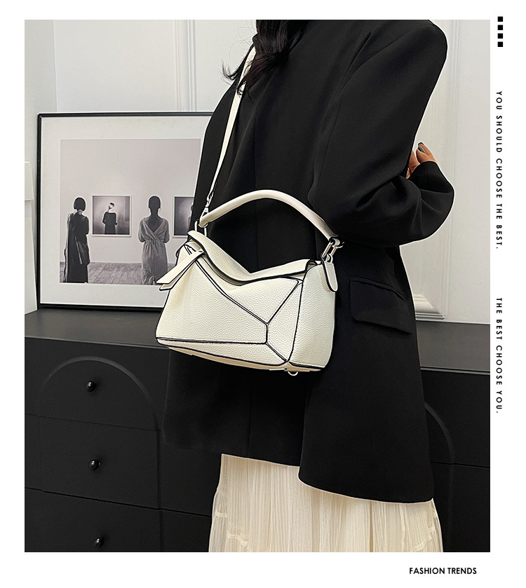 Comic geometric style patchwork diamond-shaped bag