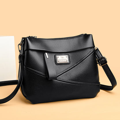 Fashionable soft leather large-capacity shoulder bag