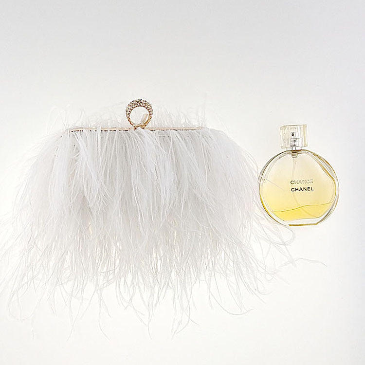 Fashionable plush evening dress chain bag