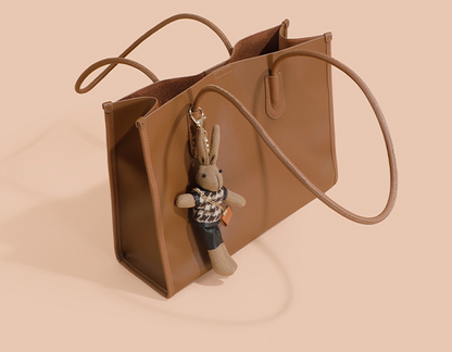 Portable leather commuter tote bag