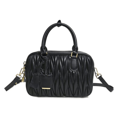 Sheepskin pleated bowling ball hand-held crossbody bag