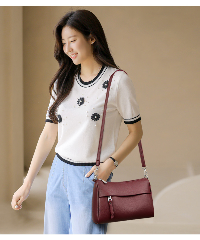 Versatile waterproof simple leather bag