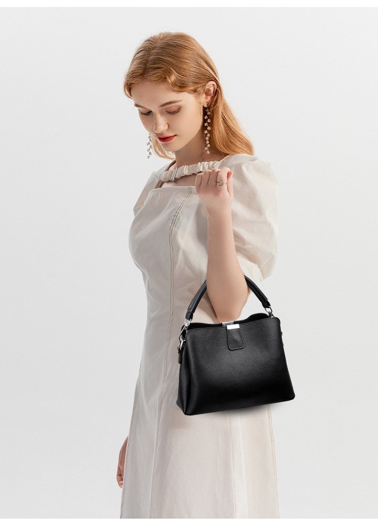 Classic genuine leather crossbody handbag