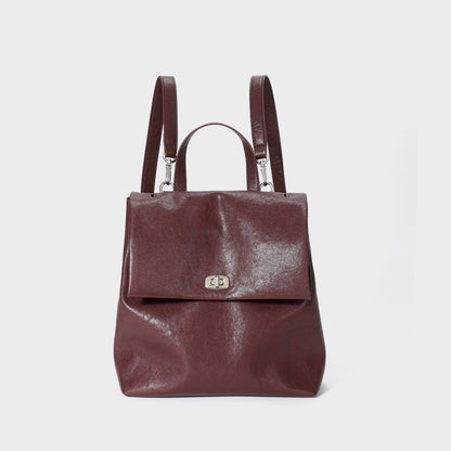 Genuine leather school-style backpack