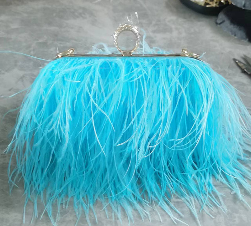 Fashionable plush evening dress chain bag