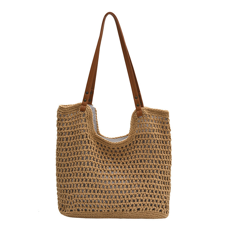Casual cut-out woven vacation tote bag