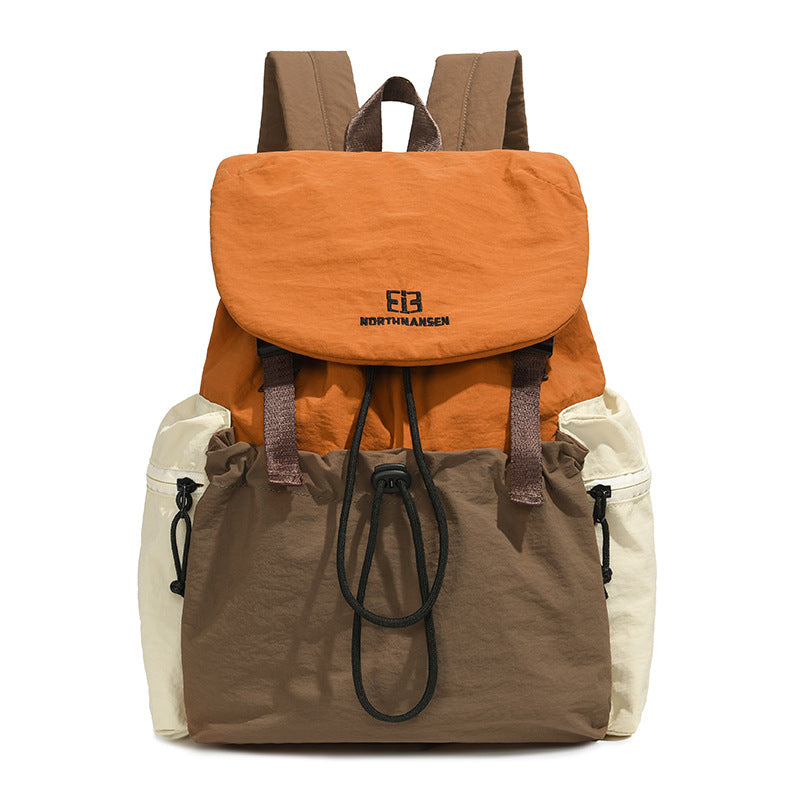 Nylon flip-top drawstring travel backpack