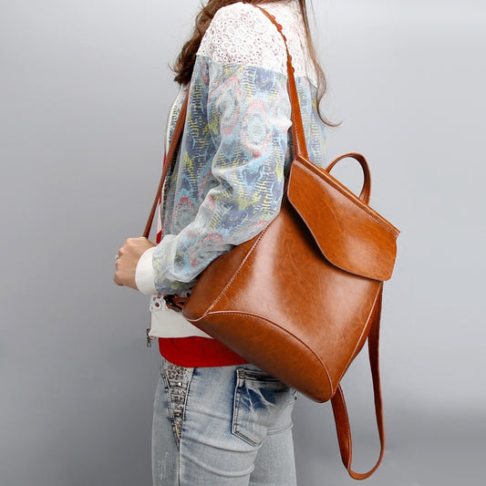 Versatile cowhide multi-functional backpack