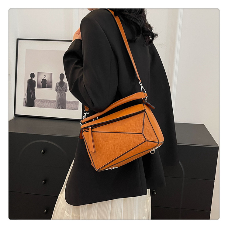 Comic geometric style patchwork diamond-shaped bag