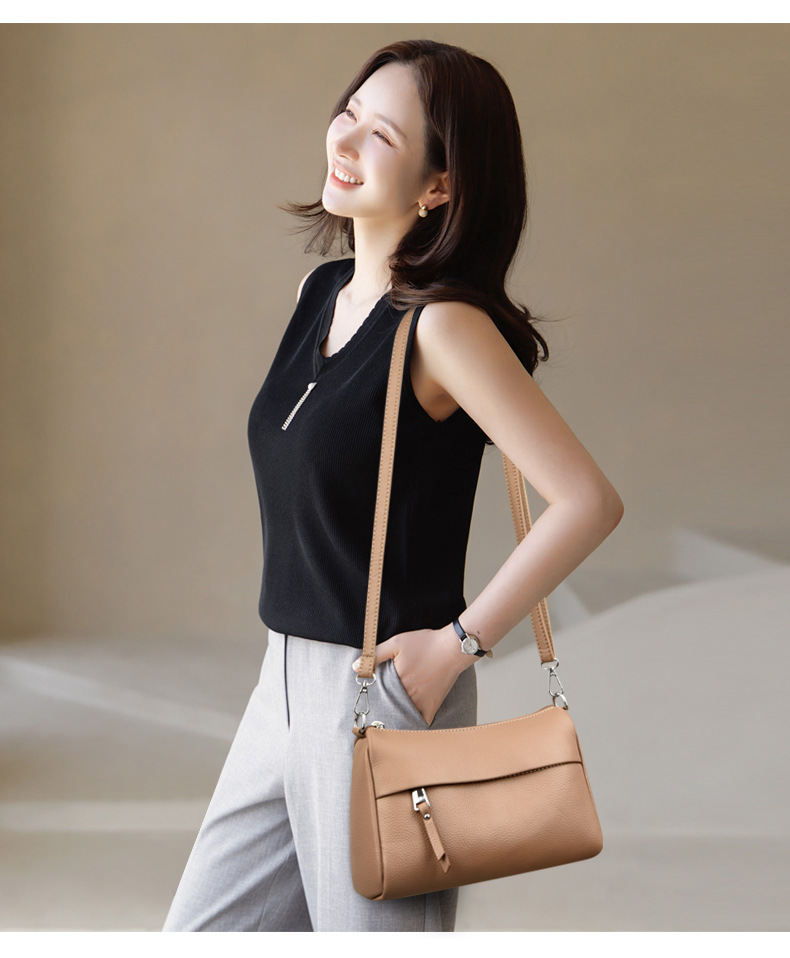 Versatile waterproof simple leather bag