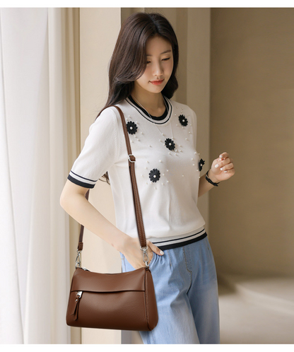 Versatile waterproof simple leather bag