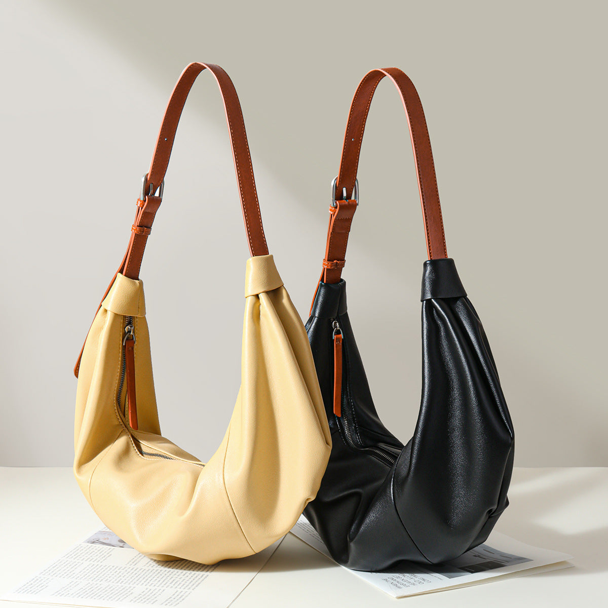 Genuine leather commuter lazy style niche women's bag