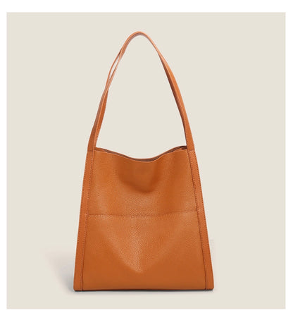 Simple leather patchwork single-shoulder bag
