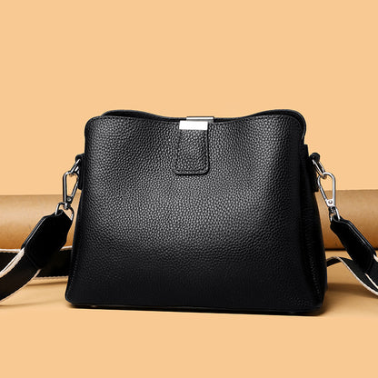 Classic genuine leather crossbody handbag