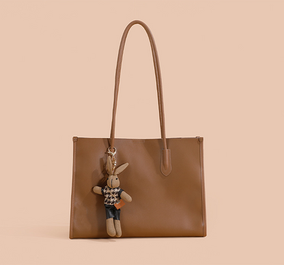 Portable leather commuter tote bag